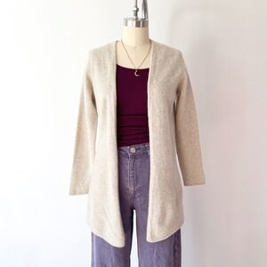 Clouds‎ Cashmere Cardigan Oatmeal Beige Longline Open Front